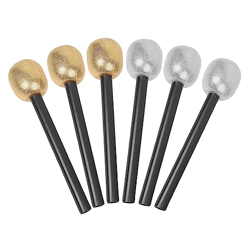 SOIMISS 6 Stück Simulierte Mikrofonprops Silber Realistisch Glitzerndes Mikrofon-partyzubehör Golden Glitzerndes Mikrofon Als Partygeschenk Bling Prop-mikrofon Halloween Mikrofon von SOIMISS
