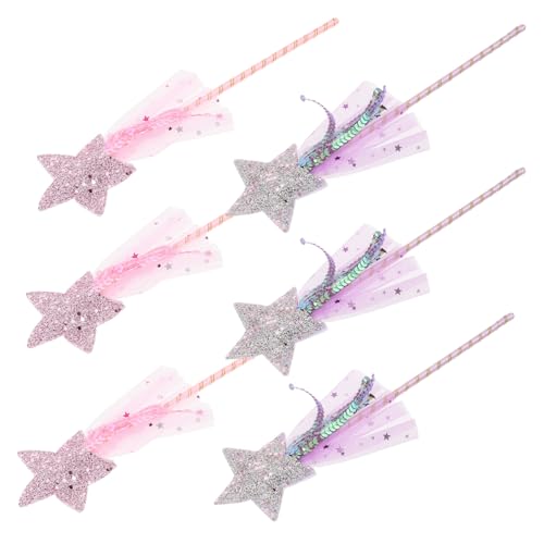 SOIMISS 6 Stück Teiliges Feenstab Glitzernde Sternstäbe Violett Realistische Magische Stäbe für Rollenspiele Bühnenauftritte und Partys Langlebige Mädchenkostüm-Requisiten von SOIMISS