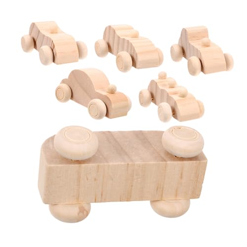 SOIMISS 6 Stück Teiliges Holzautos zum Bemalen DIY Miniaturfahrzeuge für Unlackierte Holzspielzeuge für Kreative Bastelprojekte für Zuhause und Schule Fördert die Kreativität und von SOIMISS