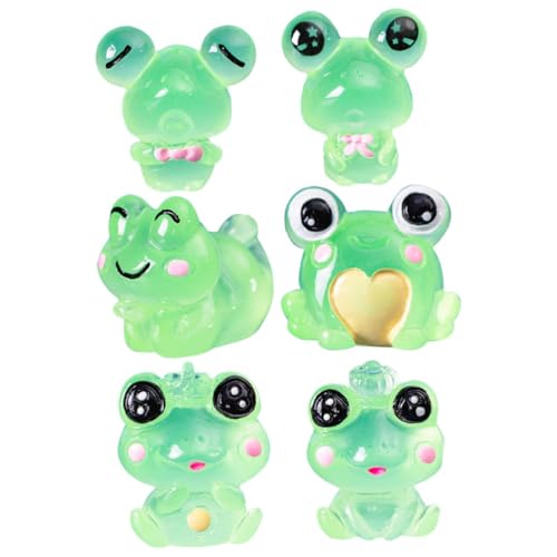 SOIMISS 6 Stück Teiliges Leuchtende Miniatur Frosch Figuren aus Resin Charmante Dekoration für Garten Badezimmer und Miniaturgärten für Kreative DIY Projekte und Geschenkideen von SOIMISS