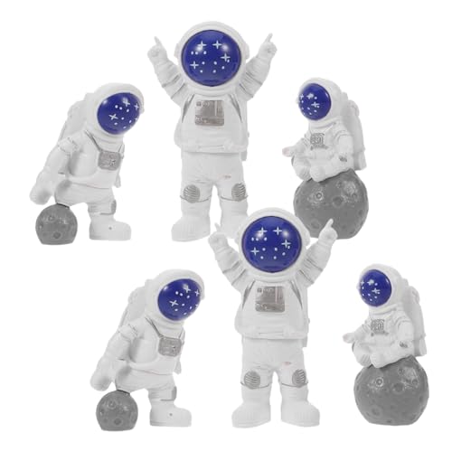 SOIMISS 6 Stück Teiliges Mini-astronauten Cake Topper aus Leichtem Wiederverwendbarem Resin Detailreiche Weltraumfigurinen für Kindergeburtstag Spacethemed Tortendeko und Desktop-ornamente von SOIMISS