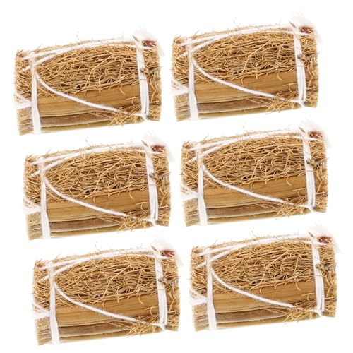 SOIMISS 6 Stück Teiliges Winter Deko Set Miniatur und Strohfiguren für Puppenhäuser Robuste Kleine Landschafts Accessoires Realistische Miniatur Feuerholz und Heuhaufen Dekoration von SOIMISS