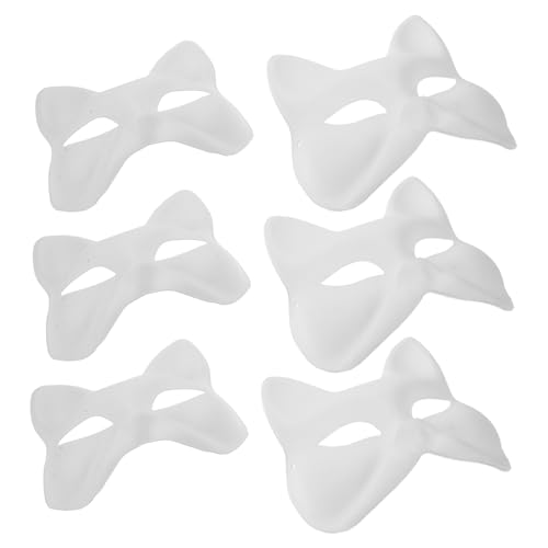 SOIMISS 6Stücke DIY Malmaske Weiße Katzen und Gesichtsmaske aus Robustem Papierzellstoff für Cosplay Partys Halloween und Kreative Kunstprojekte Handgefertigt Vielseitig von SOIMISS