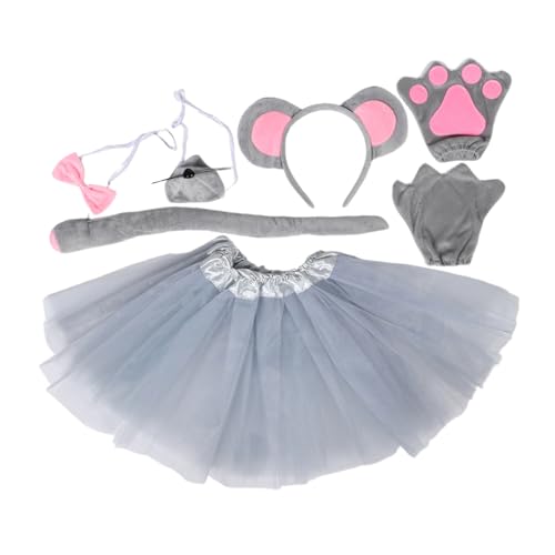 SOIMISS 7 Stück Teiliges Graues Mäusekostüm mit Tierischen Ohren Haarreif Tutu Rock Schleife Nase und Handschuhen Atmungsaktiv Bequem für Kindergeburtstag Halloween Schulfeiern Kostümparty SOIMISS 7 Stück Teiliges Graues Mäusekostüm mit Tierischen Ohren Haarreif Tutu Rock Schleife Nase und Handschuhen Atmungsaktiv Bequem für Kindergeburtstag Halloween Schulfeiern Kostümparty von SOIMISS