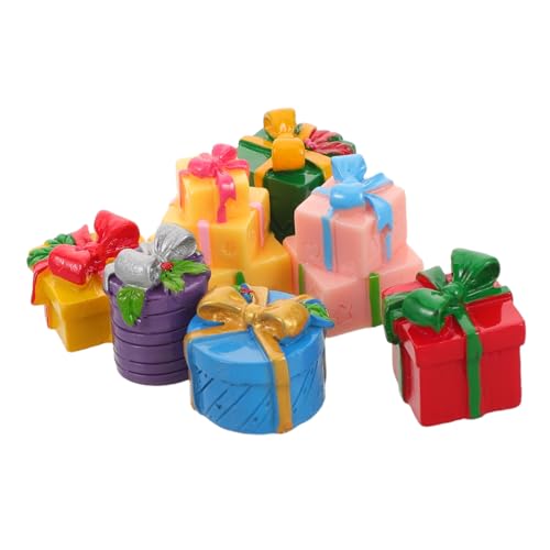 SOIMISS 7 Stück Teiliges Miniatur Weihnachts-geschenkbox Stabilem Resin Farbige Mini-präsentboxen für DIY Weihnachtsdeko Puppenhaus und Tischdisplay Langlebige Handbemalte von SOIMISS