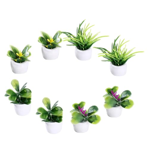 SOIMISS 8 Stück Miniatur Pflanzen Modell Miniatur Bonsai Deko für Puppenhaus Realistische Kleine Topfpflanzen Mini Haus Dekoration Naturgetreue Kleine Pflanzen Ornamente von SOIMISS