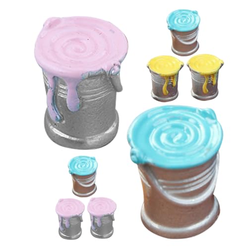 SOIMISS 8 Stück Teiliges Miniatur Ölfarbeimer Bunte Puppenhaus Deko Realistische Kleine Farbdosen Figurines Foto Requisiten für Mini Haus Zubehör von SOIMISS