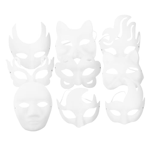 SOIMISS 9Stücke DIY Papiermasken für Halloween Weiße Leere Masken zum Selbermachen für Karneval Schulpartys und Kreative Projekte für Kunstunterricht und Maskerade von SOIMISS
