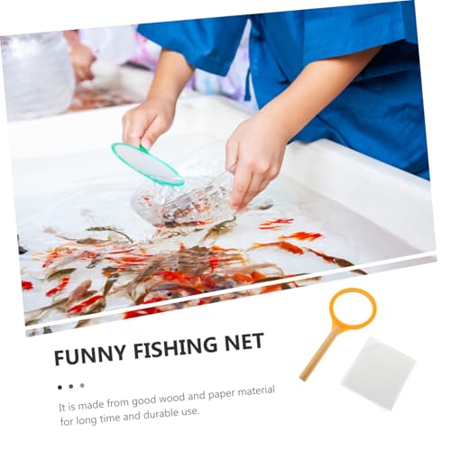 SOIMISS Angelnetz aus Holz und Papier Sicherer Kescher mit Großer Tasche für Outdoor Spiel und Fischfang Fördert Freude und Entdeckung für Kleinkinder Zufällige Farbe Zufällige Farbe von SOIMISS