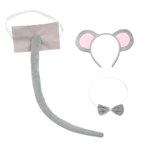 SOIMISS Animal Kostüm Set Mausohren Haarreif mit Filzschwanz und Fliege Weiches Graues Teiliges Party Zubehör für Halloween Fasching und Tierkostüm Damen Geburtstag SOIMISS Animal Kostüm Set Mausohren Haarreif mit Filzschwanz und Fliege Weiches Graues Teiliges Party Zubehör für Halloween Fasching und Tierkostüm Damen Geburtstag von SOIMISS