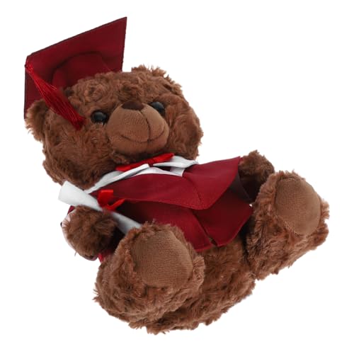 SOIMISS Arztanzugbär Puppe Weiches Arztspielzeug Plüschbär-Abschlussoutfit Dekoration abschlussgeschenk winziges Abschluss-Stofftier Tierspielzeug für die Abschlusssaison PP Baumwolle rot von SOIMISS