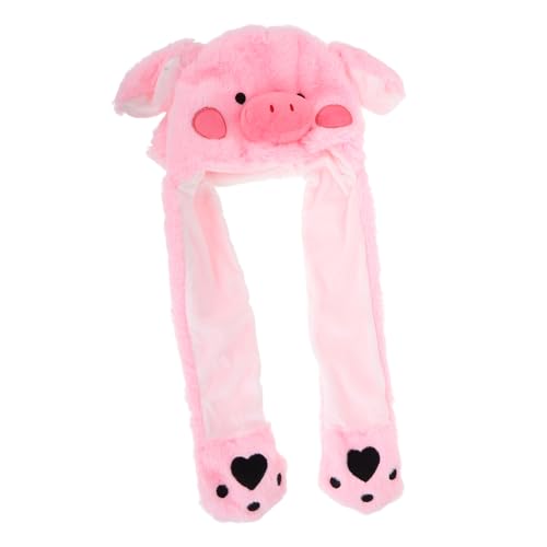 SOIMISS Beweglicher Ohr Hut für Plüsch Schweinchen Mütze mit Beweglichen Ohren Warm und Winddicht für Halloween und Cosplay Vielseitig als Schal Nutzbar von SOIMISS