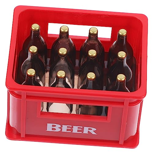 SOIMISS Box Mini Bierkiste Modell Kleines Mini Landschaftsschmuck Winziges Puppenhauszubehör Bier Getränke Modell Miniaturzubehör Minizubehör Minihäuser Kunsthandwerk Rotes von SOIMISS