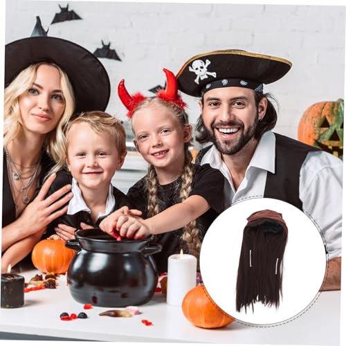 SOIMISS Braune Piratenperücke mit Kopfband Set Authentisches Halloween Cosplay Zubehör Atmungsaktive Partyperücke für Piratenkostüm Unisex für Karneval und Verkleidung von SOIMISS