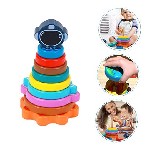 SOIMISS Buntes Ringstapelspielzeug aus Holz für Kleinkinder Ab Jahr Pädagogisches Stapelspiel Motorik Kreativität und Farberkennung Sicheres und Langlebiges Babyspielzeug von SOIMISS
