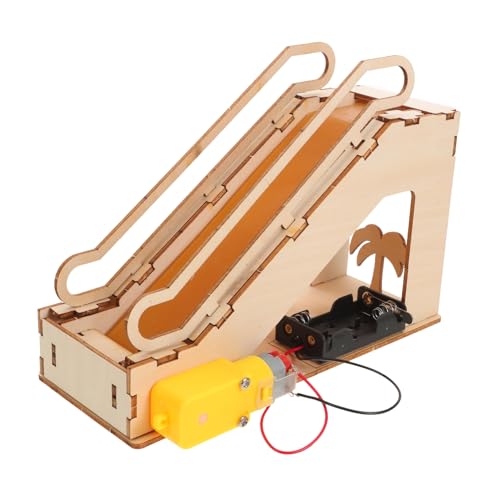 SOIMISS Elektrischer Miniatur Escalator Bausatz Holz DIY Stem Wissenschaftsexperiment für Mechanischer Aufzug Puzzle Interaktives Lernspielzeug Problemlösung und Feinmotorik von SOIMISS
