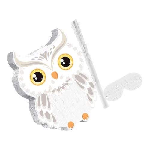 SOIMISS Eulen Piñata mit Stock und Augenbinde Robuste Waldtier Deko für Kindergeburtstag Halloween und Zauberer Mottoparty Interaktives Spiel für Jungen und Mädchen von SOIMISS