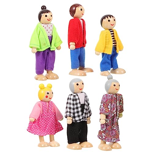 SOIMISS Familien Puppen aus Holz Bewegliche Figuren für Rollenspielzeug für Mädchen Kreative als Dekoration oder von SOIMISS