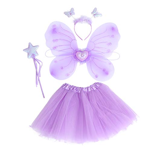 SOIMISS Fee Prinzessin Tutu Kostüm Set Schmetterling Kostüm Set mit Kleid Flügel Zauberstab Und Stirnband Geschenke für Kinder Halloween Dress Up Party Begünstigt Lieferungen von SOIMISS