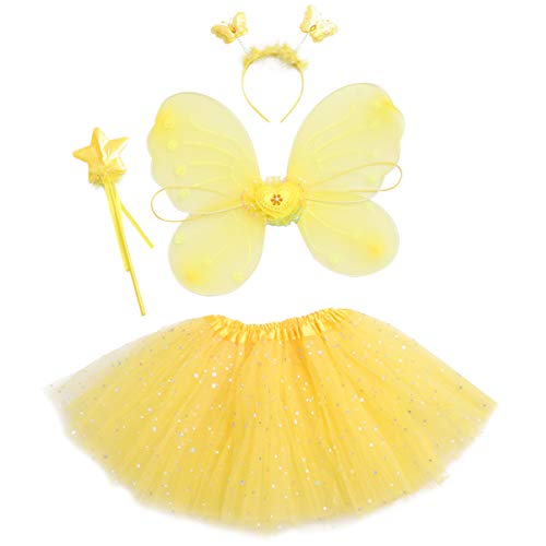 SOIMISS Fee Prinzessin Tutu Kostüm Set Schmetterling Kostüm Set mit Kleid Flügel Zauberstab Und Stirnband Geschenke für Kinder Halloween Dress Up Party Liefert Gefälligkeiten von SOIMISS