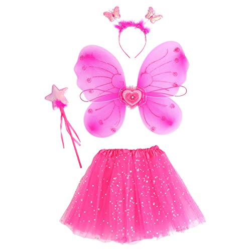 SOIMISS Fee Prinzessin Tutu Kostüm Set Schmetterling Kostüm Set mit Kleid Flügel Zauberstab Und Stirnband Geschenke für Kinder Halloween Dress Up Party Liefert Gefälligkeiten von SOIMISS