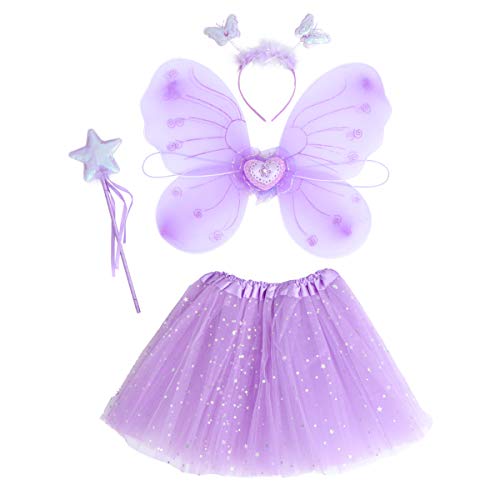 SOIMISS Fee Prinzessin Tutu Kostüm Set Schmetterling Kostüm Set mit Kleid Flügel Zauberstab Und Stirnband Geschenke für Kinder Halloween Dress Up Party Liefert Gefälligkeiten von SOIMISS