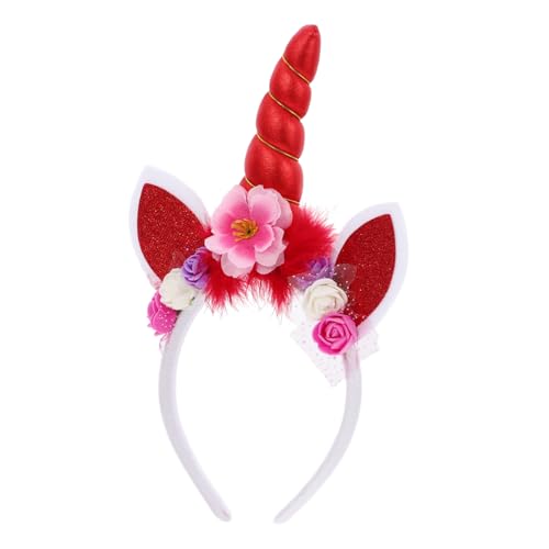 SOIMISS Festival Einhorn Haarreif für Mädchen Rotes Flauschiges Party Stirnband Leichtes Strapazierfähiges Material Vielseitiges Karneval und Cosplay Accessoire von SOIMISS
