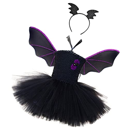 SOIMISS 1 Set Halloween ädchen Kostü Mit Fledermausflügeln Tutu Kleid Kopfschmuck Für Ideal Für Halloween Partys Karneval Und Kostümpartys Größe 120 130 von SOIMISS