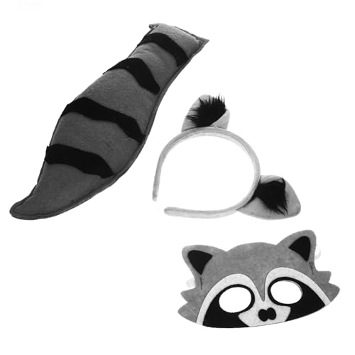SOIMISS Fluffy Waschbär Kostüm Set mit Ohren Haarreif Maske und Weiches Party Accessoire für Halloween Karneval Maskerade und Cosplay Bühnenauftritte von SOIMISS