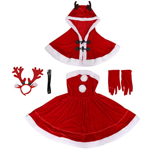 SOIMISS Fräulein Santa Claus Kostüm Weihnachten Kostüm Outfit Weihnachten Cosplay Kleid Kleidung mit Kapuze Kappe Elch Stirnband Handschuhe Blet für Frauen Weihnachtsfeier Rot SOIMISS Fräulein Santa Claus Kostüm Weihnachten Kostüm Outfit Weihnachten Cosplay Kleid Kleidung mit Kapuze Kappe Elch Stirnband Handschuhe Blet für Frauen Weihnachtsfeier Rot von SOIMISS