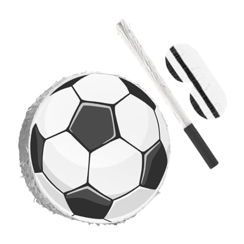 SOIMISS Fußball Piñata mit und Augenbinde Bunte Kindergeburtstagsdeko mit Aufhängeschlaufe und Befüllöffnung für Jungen Fußball Party Spiele und Sport Mottopartys von SOIMISS