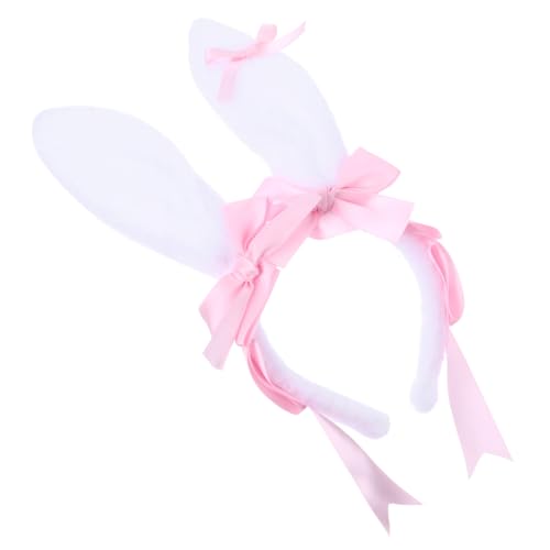 SOIMISS Großes Plüsch Hasenohren Stirnband mit Schleife Leichtes Cosplay Haarreif für Damen Mädchen Karneval Halloween Kostüm Party Zubehör von SOIMISS