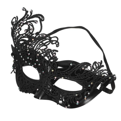 SOIMISS Halbgesichts-Masquerade-Maske aus schwarzer Spitze mit elastischem Band Komfortabler Sitz für Halloween Karneval Kostümparty und Fotografie Stilvolles Party-Accessoire von SOIMISS