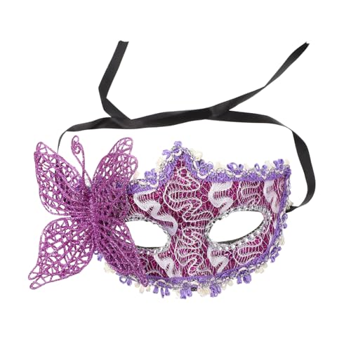 SOIMISS Halbgesichtsmaske Schmetterling Maskenkleid Maskerade-Maske für Frauen Maskerade maskiert Männer Damen halloween masken halloweenmaske eyemask Party-Maske Partydekor Spitze Violett von SOIMISS