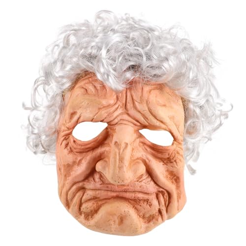 SOIMISS Halloween Alte Maske mit Haar Realistische Cosplay Maske für Erwachsene für Halloween Theateraufführungen Maskenbälle Hochwertige Handwerkskunst SOIMISS Halloween Alte Maske mit Haar Realistische Cosplay Maske für Erwachsene für Halloween Theateraufführungen Maskenbälle Hochwertige Handwerkskunst von SOIMISS