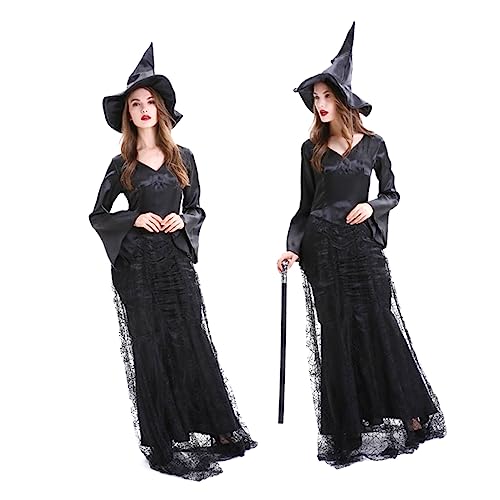 SOIMISS Halloween Damenkostü Spinnenweb Hexenkleid Set Mit Hut Für Cosplay Und Maskerade Party Größe L Empfohlen Für Körpergröße 163 SOIMISS Halloween Damenkostü Spinnenweb Hexenkleid Set Mit Hut Für Cosplay Und Maskerade Party Größe L Empfohlen Für Körpergröße 163 von SOIMISS
