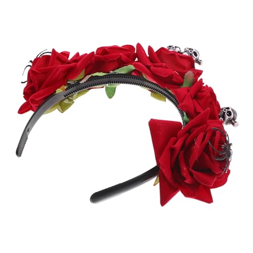 SOIMISS Halloween Haarreif mit Roten Rosen und Schädeln Leichtes Komfortables Stirnband für Kostüm und Halloween Partys Karneval Bühnenshows Gruseliges Party Accessoire für Erwachsene und von SOIMISS