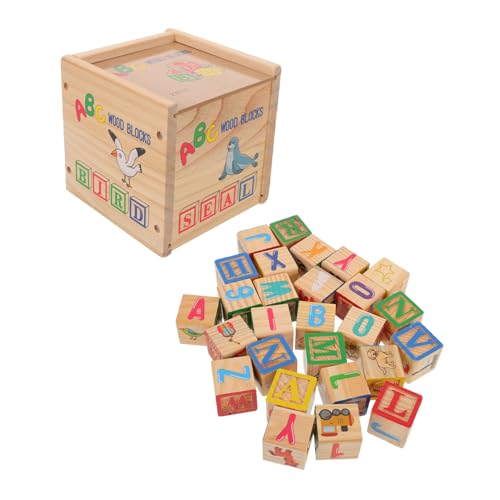 SOIMISS Holz-Alphabet-würfel mit Zahlen Gravur Bunte Lernbausteine aus Naturholz für Kleinkinder Alphabetische und Mathematische Frühförderung Interaktives für Familienzeit und Kognitive von SOIMISS