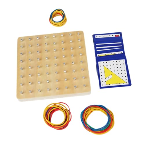 SOIMISS Holz Geoboard Montessori Lernspielzeug mit Geometrischen Formen Inkl Aktivitätskarten und Gummibändern Pädagogisches Nagelbrett Kreativität Räumlichem Denken und Motorik von SOIMISS