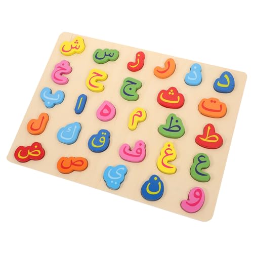 SOIMISS Holzpuzzle Arabisches Alphabet Lernspielzeug Mittelgroß Robust Abwischbar Fördert Kognitive Fähigkeiten und Feinmotorik für Vorschulkinder und Spielerisches Lernen von SOIMISS