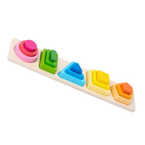 SOIMISS Holzspielzeug Geometrische Formen Stapelturm Lernspielzeug für Feinmotorik und Formfarben Erkennung Pädagogisches Konstruktionsspielzeug Ab Jahr von SOIMISS