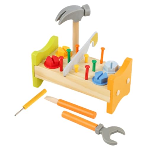 SOIMISS Holzspielzeug Pounding Peg Werkbank mit Hammer für Lernspielzeug Hand Auge koordination Kreativität und Feinmotorik Sicher mit Abgerundeten Kanten Buntes Design für Spielerisches von SOIMISS