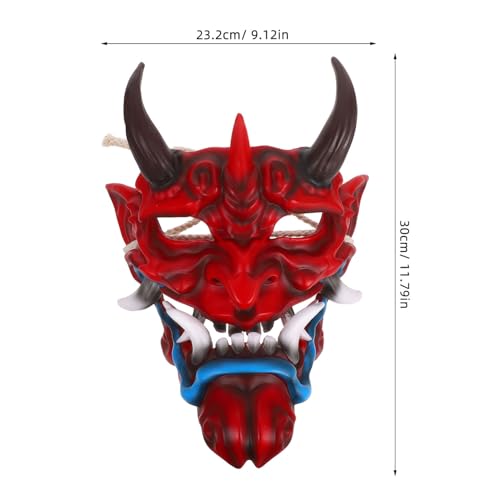 SOIMISS Japanische Dämonen-maske Halloween Kostümmaske mit Hörnern Gruselige Gesichtsmaske für Erwachsene Vielseitiges Cosplay Zubehör für Halloween Themenpartys von SOIMISS