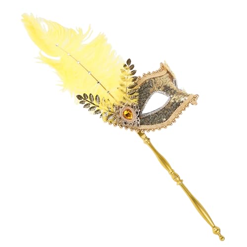 SOIMISS Karnevalsmaske Glitzer Plüsch Glänzende Kostümparty Zubehör Pinsel Verkaufskarten-Ohrringe karneval maskerade masken für Party Plastik Golden von SOIMISS