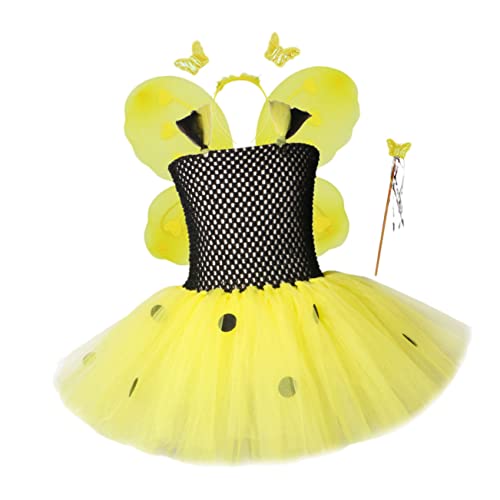 SOIMISS Kindermädchen Kleid Mit Bienenmuster Flared Chiffon Dress Für ädchen Von 6 7 Jahren Festival Performance Dress Mit Petite Bubble Skirt Und Inkl Flügelset von SOIMISS