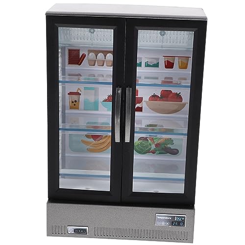 SOIMISS Kühlschrank Modell Mini-kühlschrank-Modell Mini Kühlschrank Puppenhaus-küche 1 Puppenhausmöbel Im Maßstab 12 Miniatur-kühlschrankspielzeug Puppenkühlschrank Plastik Black von SOIMISS