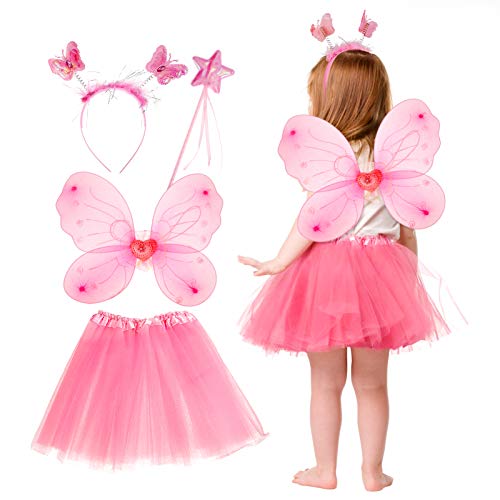 SOIMISS Mädchen Fee Kostüm Schmetterling Flügel Tutu Zauberstab Stirnband kinder Prinzessin Schmetterling kostüm von SOIMISS