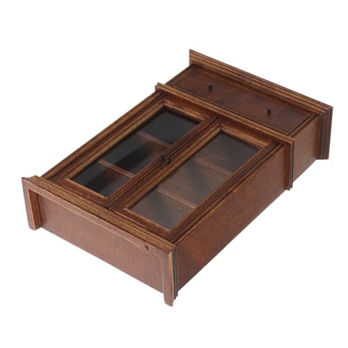 SOIMISS Maßstab Holz Schrank mit Chestnut Finish Kompakte Aufbewahrung für Wohnzimmer Schlafzimmer Verarbeitung Vielseitiges Puppenhaus Zubehör von SOIMISS