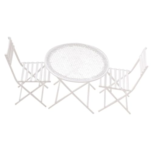 SOIMISS Maßstab Kompakter Weißer Mini Kaffeetisch mit Stuhl DIY Puppenhaus Dekoration Detailreiches Mikro Landschafts Zubehör für Puppenhaus Gestaltung von SOIMISS