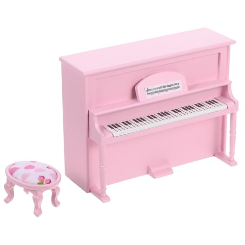 SOIMISS Maßstab Puppenhaus Möbel Musik Instrument Dekoration für Wohnzimmer Arbeitszimmer Kinderzimmer Realistisches Mini Piano Modell Rosa von SOIMISS